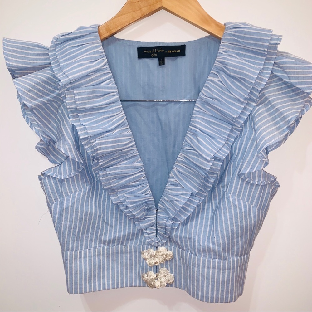 x REVOLVE Heni Top in Dusty Stripe Blue - Picture 4 of 5